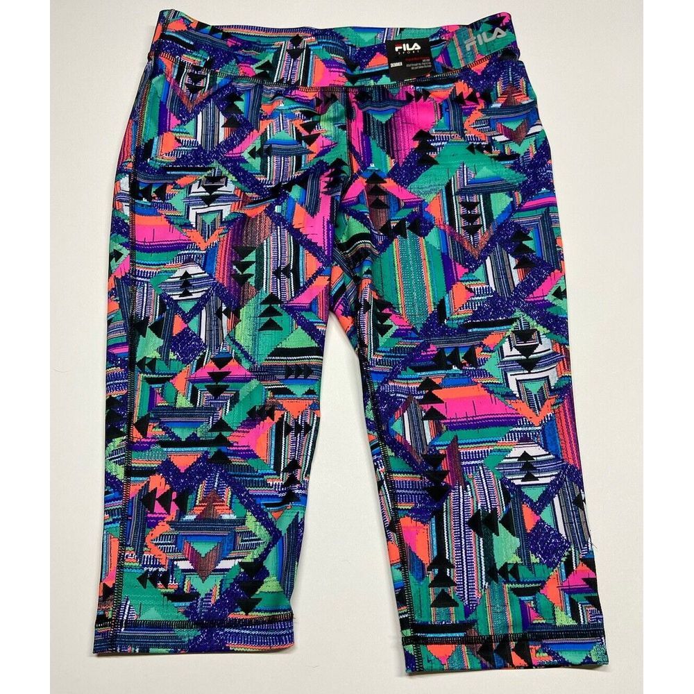 Fila Sport Run Capri Skimmer Mid Rise Leggings‎ - NWT Tribal Aztec Design Large